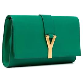 Saint Laurent-Green Saint Laurent Chyc Ligne Clutch Bag-Green