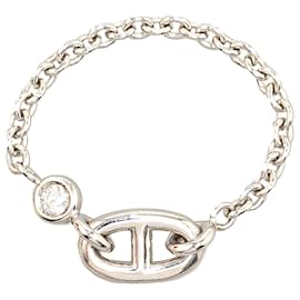 Hermès-Anel de corrente Hermès em prata Hermès em ouro branco 18K e diamante Chaine d Ancre-Prata