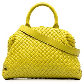 Bottega Veneta-Bolsa Bottega Veneta com alça superior média Intrecciato amarela-Amarelo