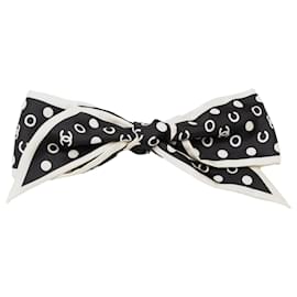 Chanel-Black Chanel Silk CC Polka Dot Twilly Scrunchie-Black