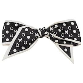 Chanel-Scrunchie Chanel Seda CC Polka Dot Twilly Preto-Preto