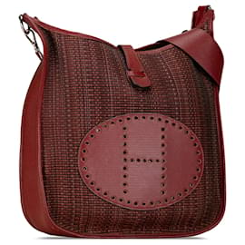 Hermès-Bolsa de ombro Hermès Toile Evelyn GM vermelha-Vermelho