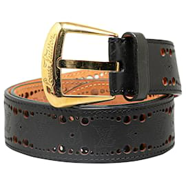 Louis Vuitton-Black Louis Vuitton Monogram Mahina Perforated Phoenix Belt-Black