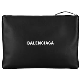 Balenciaga-Black Balenciaga Leather Everyday Clutch-Black