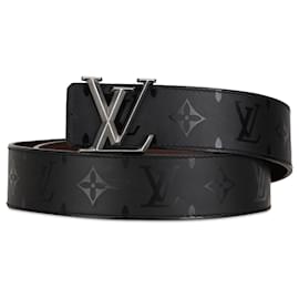 Louis Vuitton-Black Louis Vuitton Monogram Eclipse LV Initiales Reversible Belt-Black