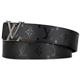 Louis Vuitton-Cinto reversível preto Louis Vuitton Monogram Eclipse LV Initiales-Preto