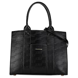 Balenciaga-Bolsa de couro preta com monograma Balenciaga BB-Preto