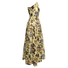 Ulla Johnson-Vestido amarelo claro e multicolorido Ulla Johnson de seda com estampa floral de um ombro tamanho US M-Amarelo