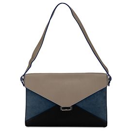Céline Bolsa de Ombro Celine Tricolor em Couro Marrom com Diamante Marrom
