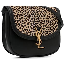 Saint Laurent-Crossbody Saint Laurent Preto Médio Couro e Cabelo de Pônei Kaia-Preto