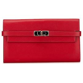 Hermès-Portafoglio classico Kelly rosso Hermès Epsom-Rosso