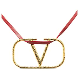 Valentino-Red Valentino VLogo Pendant Necklace-Red