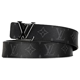 Louis Vuitton-Black Louis Vuitton Monogram Eclipse LV Initiales Reversible Belt-Black
