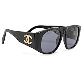 Chanel-Óculos de sol redondos Chanel pretos-Preto