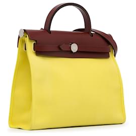 Hermès-Bolso satchel Hermès Toile Herbag con cremallera 31 amarillo-Amarillo