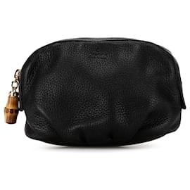 Gucci-Custodia in pelle di bambù nera Gucci-Nero