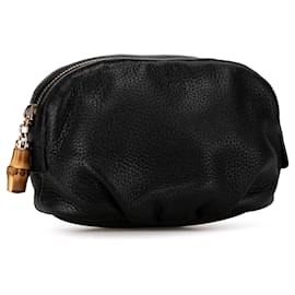 Gucci-Pochette en cuir de bambou noir Gucci-Noir