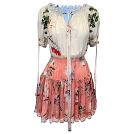 Autre Marque-Robe à imprimé floral pêche et multicolore Hemant & Nandita taille US XS-Rose