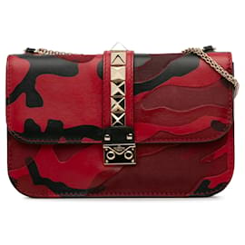 Valentino-Crossbody Valentino Médio Camo Glam Lock Vermelho-Vermelho