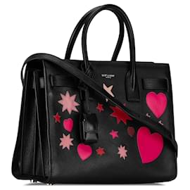 Saint Laurent-Bolsa Sac De Jour Preta Saint Laurent Baby Heart Patchwork-Preto