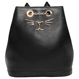 Charlotte Olympia-Sac à dos chat en cuir Charlotte Olympia noir-Noir