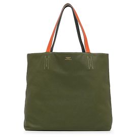 Borsa tote Sens 45 foderata bicolore verde Hermès Verde