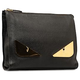 Fendi-Pochette en cuir Fendi Monster noire-Noir