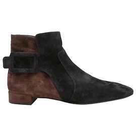 Black & Brown Roger Vivier Suede Ankle Boots Size 40 Black