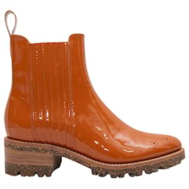 Autre Marque-Orange brûlé Angela Scott Patent Chelsea Boots Taille 39,5-Orange