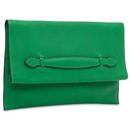 Hermès-Embrague verde Hermes Evercolor Pliplat-Verde