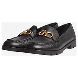 Salvatore Ferragamo-Mocasines con hebillas y herrajes en color negro dorado - talla UE 39,5-Negro