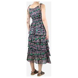 Autre Marque-Robe midi à volants multi-imprimés - taille S-Multicolore