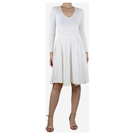 Alice by Temperley-Vestido midi blanco textura escote pico - talla S-Blanco