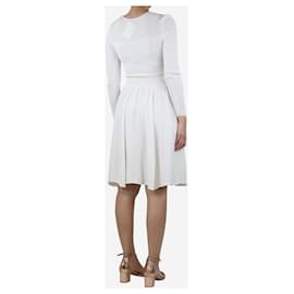 Alice by Temperley-Vestido midi blanco textura escote pico - talla S-Blanco