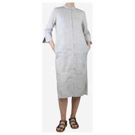 Autre Marque-Robe midi boutonnée en coton et lin mélangés gris - taille UK 10-Gris