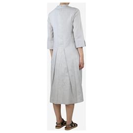 Autre Marque-Robe midi boutonnée en coton et lin mélangés gris - taille UK 10-Gris