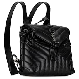Saint Laurent-Saint Laurent Black Small Quilted Leather Loulou Backpack-Black