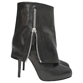 Giuseppe Zanotti-Botas Giuseppe Zanotti con cremallera plegable en cuero negro-Negro