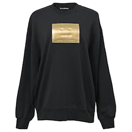 Acne-Acne Studios Sudadera extragrande Forba con logo dorado metalizado en algodón negro-Negro