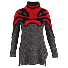 Céline-Vestido estilo suéter de punto abstracto en lana roja y gris antes del otoño de 2010 de Celine Phoebe Philo-Roja