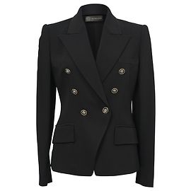 Blazer exclusivo Versace com peito forrado em lã preta Preto
