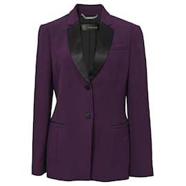 Versace-Versace Blazer con cuello en contraste en lana violeta-Púrpura