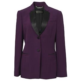 Versace – Blazer mit Kontrastkragen aus lila Wolle Lila