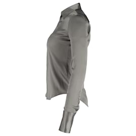 Ralph Lauren-Ralph Lauren Button Shirt in Grey Silk-Green,Olive green