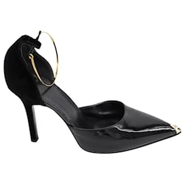 Givenchy-Zapatos de tacón D'orsay con tira al tobillo y tacón de rosca de Givenchy en charol negro-Negro