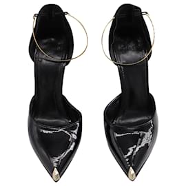 Givenchy-Zapatos de tacón D'orsay con tira al tobillo y tacón de rosca de Givenchy en charol negro-Negro