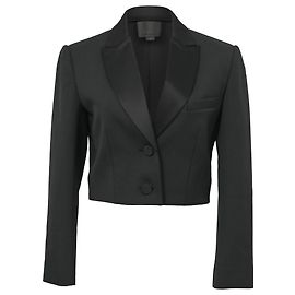 Alexander Wang Cropped Tuxedo Blazer in Black Wool Black