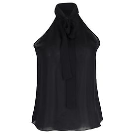 Nili Lotan – Zelie – Neckholder-Top mit Schleife aus schwarzer Seide Schwarz
