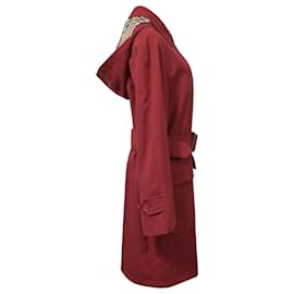 Burberry-Gabardina con capucha Burberry en algodón rojo-Roja