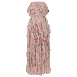 Zimmermann-Vestido sin tirantes con volantes en cascada Bowie de seda con estampado floral de Zimmermann-Otro